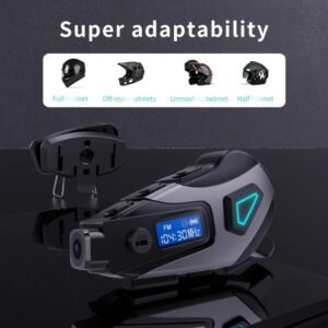 5-in-1 Helmet Headset: 2K DVR Camera & Bluetooth 5.4 Noise-Reduction Intercom (32GB Included)
