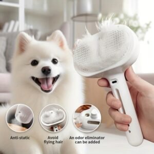 3-in-1 Steamy Pet Brush: Electric Spray Grooming & One-Click Hair Removal for Cats & Dogs