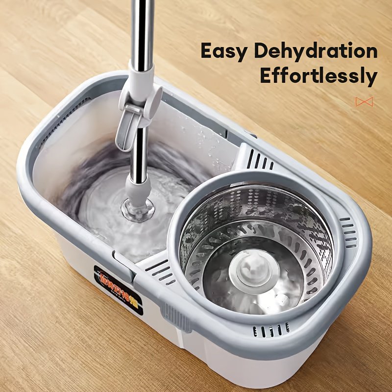 360° Quick-Spin Microfiber Mop: Hands-Free Bucket Set with Wheels & 2 Mop Pads
