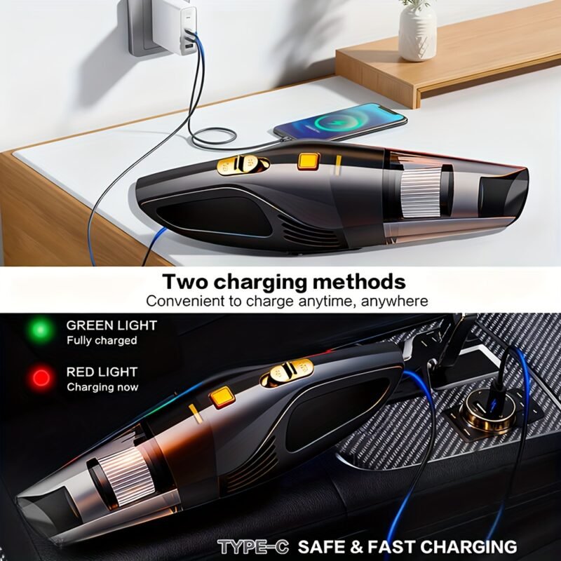 Portable 6000PA Car Vacuum: High-Suction Cordless Cleaner with 5 Pro-Attachments