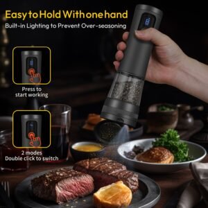 1pcu002F2pcs Automatic Electric Pepper & Salt Grinder - LED Display Stainless Steel Mill, External Coarseness Adjustment
