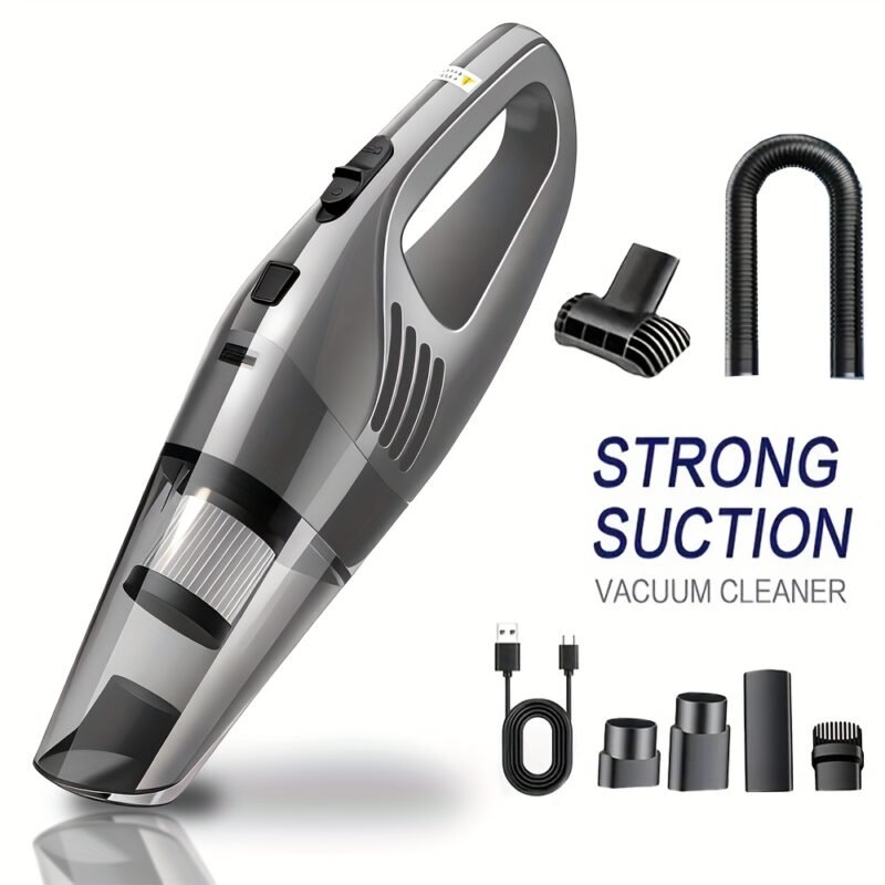 Portable 6000PA Car Vacuum: High-Suction Cordless Cleaner with 5 Pro-Attachments