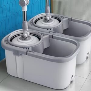 360° Quick-Spin Microfiber Mop: Hands-Free Bucket Set with Wheels & 2 Mop Pads