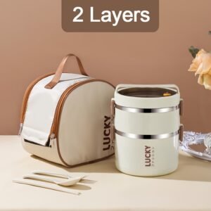2-Tier Lunch Box Set u002F 3-Tier Lunch Box Set u002F 4-Tier Lunch Box Set - Large Capacity Stainless Steel Lunch Box with Insulated Lunch Bag, Suitable for School, Camping, Workplace - Ideal for Students and Office Workers - A Must-Have for Students