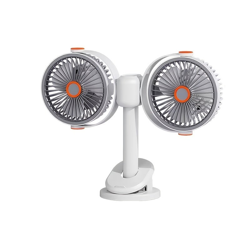 2026 Dual-Head 3-in-1 Circulating Fan: 5-Speed USB Rechargeable Clip & Wall-Mount Fan