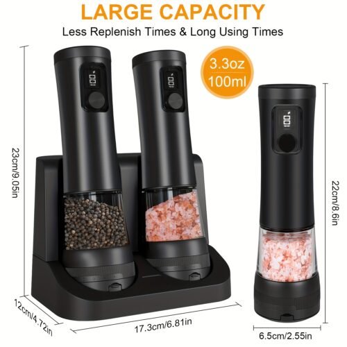 dc453a77-df61-438d-9e84-5059cd4b83b3.jpg Automatic Electric Salt & Pepper Grinder: LED Display Stainless Steel Mill with Adjustable Coarseness