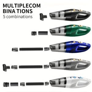 Portable 6000PA Car Vacuum: High-Suction Cordless Cleaner with 5 Pro-Attachments
