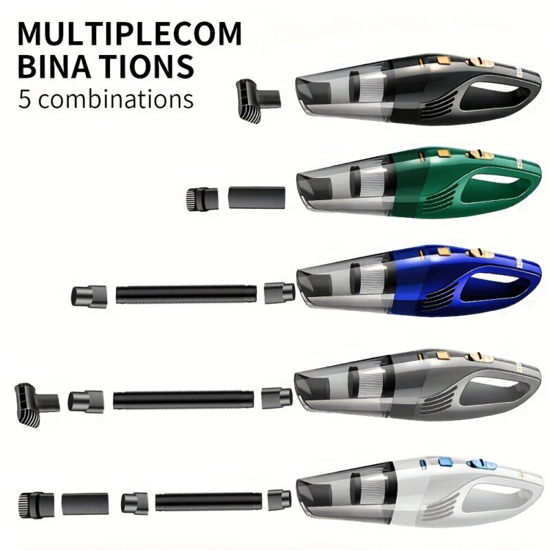 Portable 6000PA Car Vacuum: High-Suction Cordless Cleaner with 5 Pro-Attachments