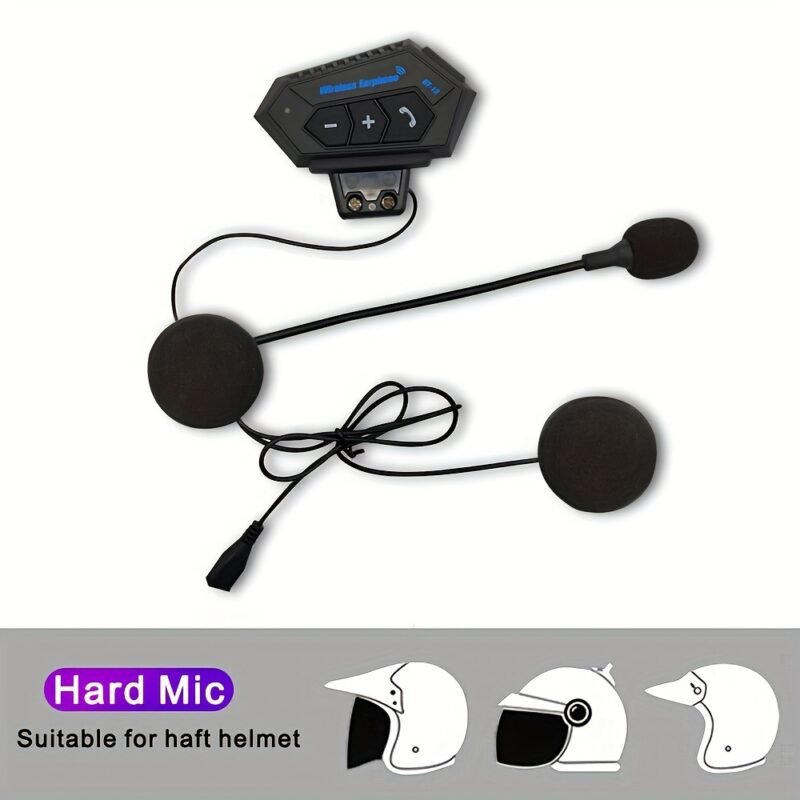 Wireless 12 Motorcycle Helmet Headset: Bluetooth Hands-Free Calls & HD Stereo Music