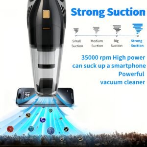 Portable 6000PA Car Vacuum: High-Suction Cordless Cleaner with 5 Pro-Attachments