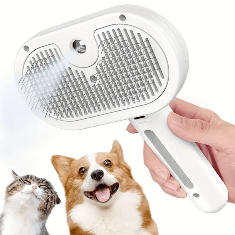 3-in-1 Steamy Pet Brush: Electric Spray Grooming & One-Click Hair Removal for Cats & Dogs